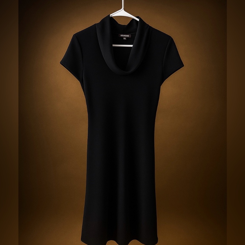 Black midi  S.L. Fashion cow neck dress in size 8